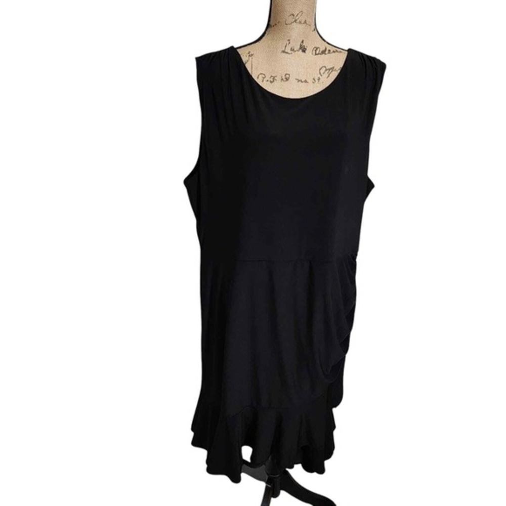 Lane Bryant black ruffled faux wrap dress plus size 22 24 3X
